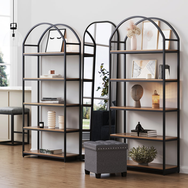 Ensemble de 2 étagères bibliothèque en acier (2 pièces), Brun / Noir