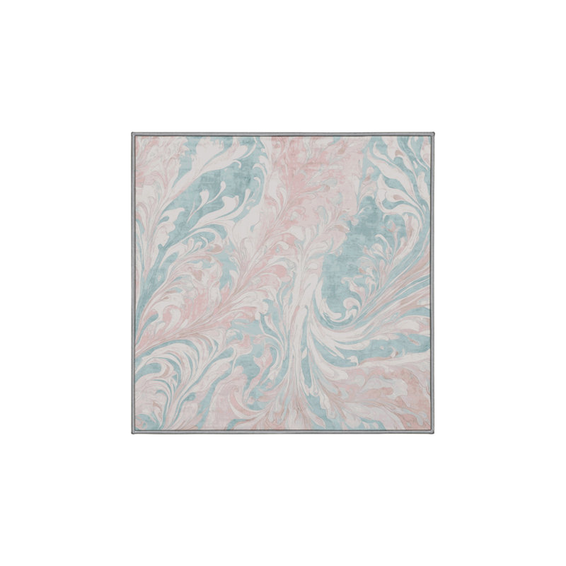 Machine Washable Gray Area Rug, Square 3'