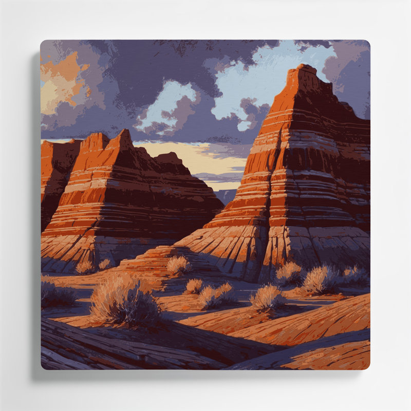 Art mural en métal brun du sud-ouest, Badlands 97, H 32 po x l 32 po