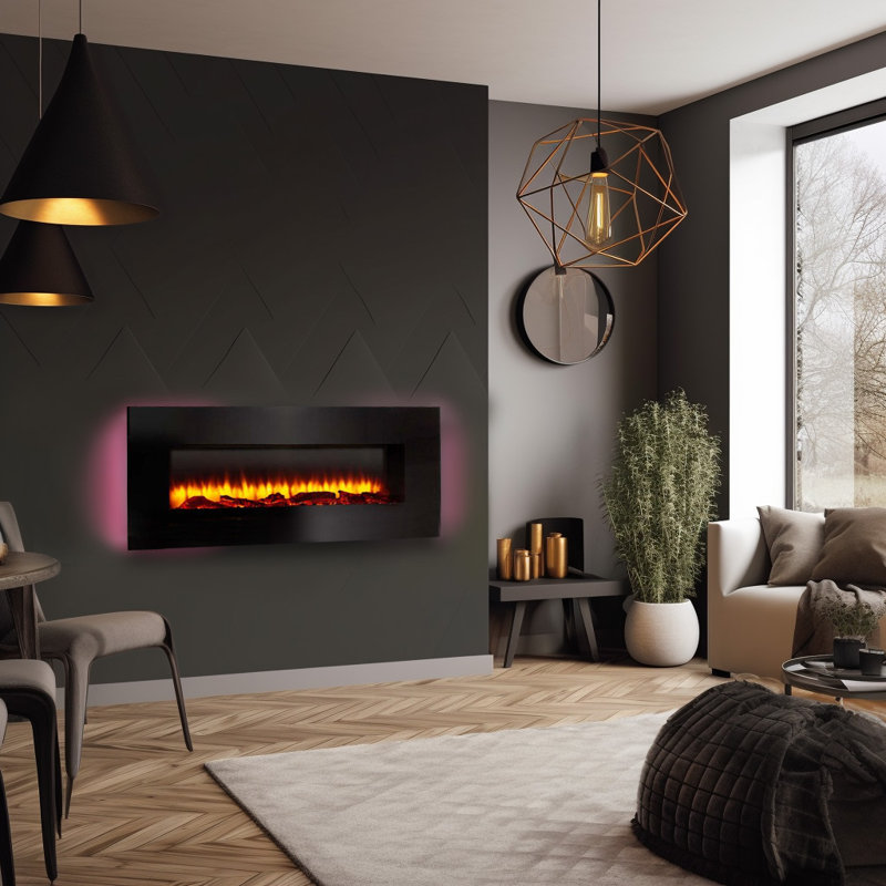 Maud Castleton Fires & Fireplaces 127cm W Electric Fireplace with 6824.28 BTU, Black
