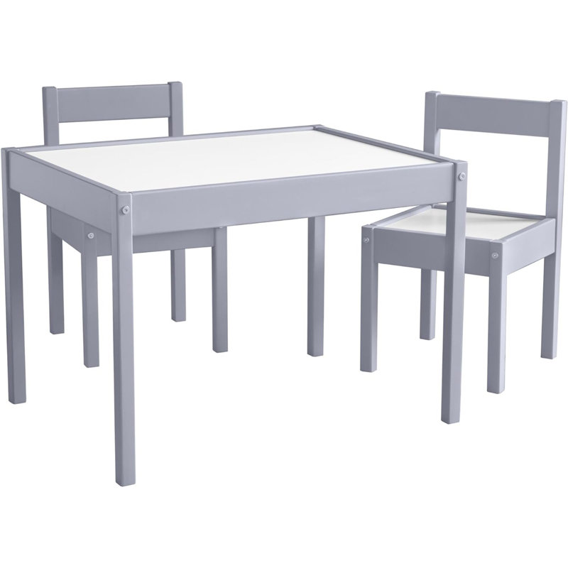 Ensemble de table et de chaises pour enfants 3 pièces Hunter, Blanc / gris