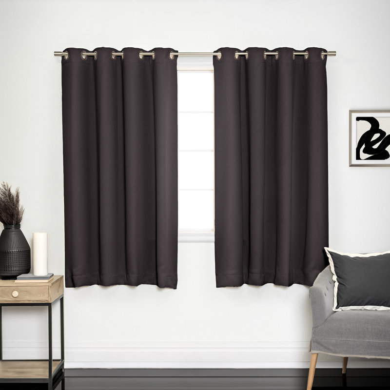 Adina Sevan Solid Thermal Grommet Curtain Panels, 52"W x 72"L, Dark Grey