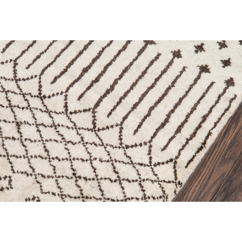 Atlas Wool Southwestern Area Rug in Cream, Rectangle 9'6" x 13'6"