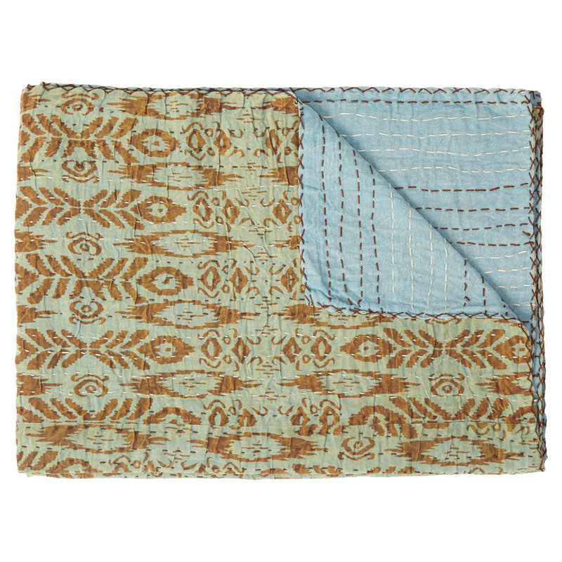 Kantha Quilted Throw Blanket