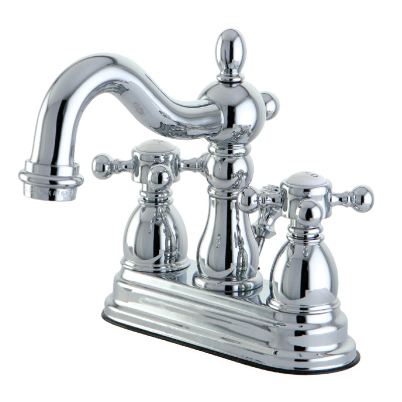 Robinet de salle de bain central à 4 poignées à 3 trous à fixation sur le comptoir avec laiton escamotable Kingston