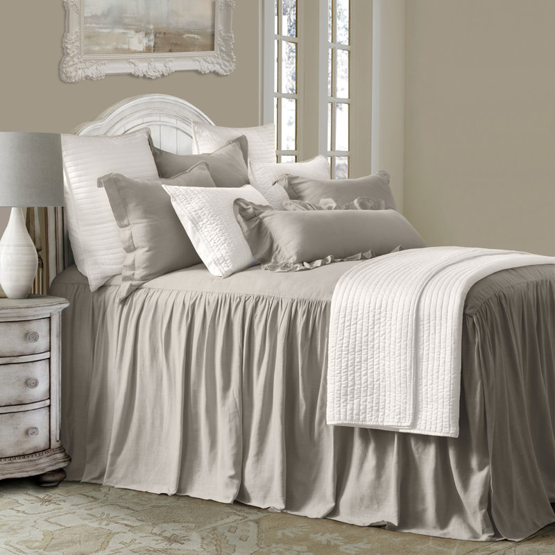 Taupe King Microfiber Bedspread Set with Frills