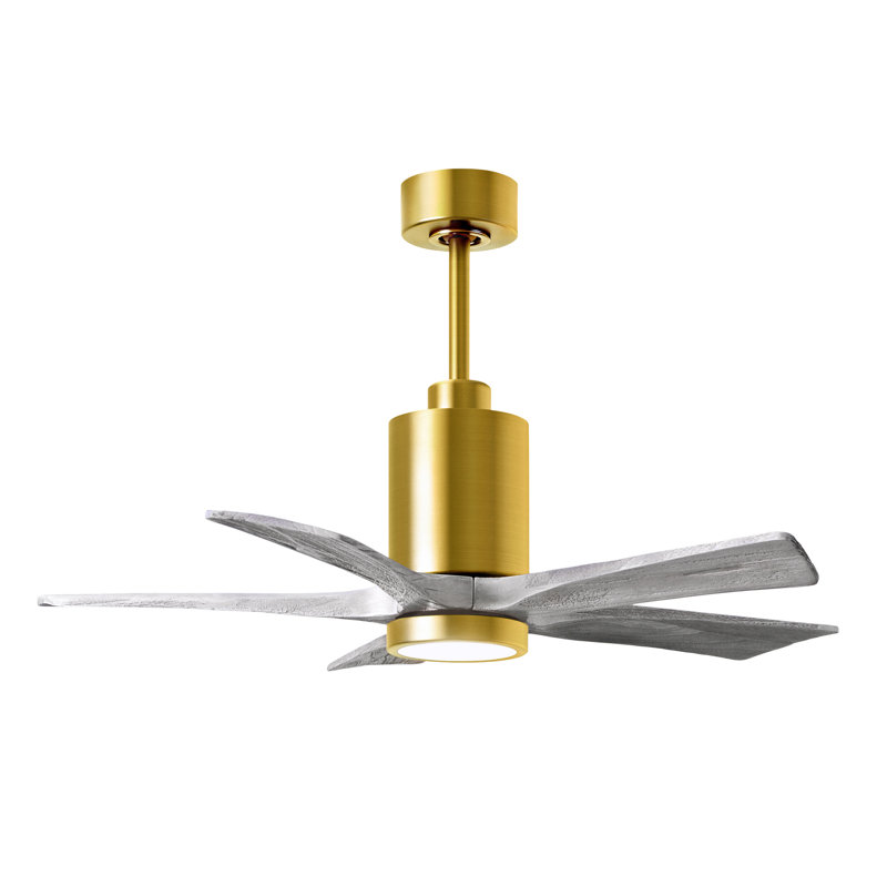 Patricia LED Downrod Ceiling Fan, Barn Wood Tone, Brushed Brass