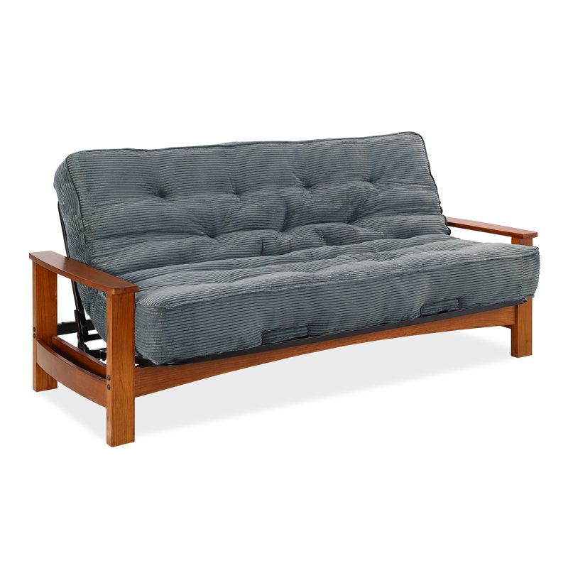 Futon et matelas Mccalla, Velours côtelé couleur vert forêt