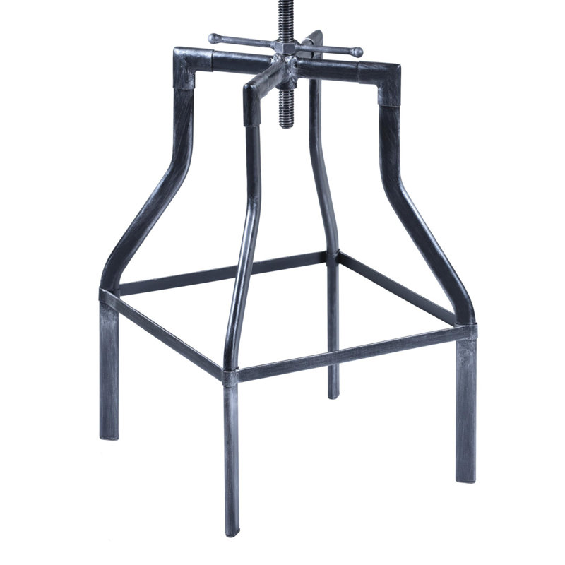Dylan Swivel Adjustable Height Counter Stool with Metal Frame, Grey, Brown