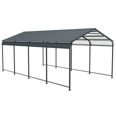 12 X 21 Ft Heavy Duty Carport, Powder Coated For Corrosion Resistance, Spacious Cars, Trucks And Boats Metal Carport With Vertical Roof Stripes Snow Rain Sliding, High Wind Outdoor