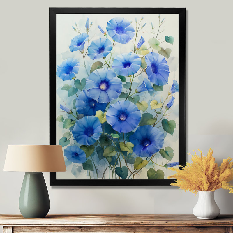 Jardin des rêves bleus fleurs du matin - gloire du matin - décoration murale, Sans cadre, métal, H 30 po x l 40 po