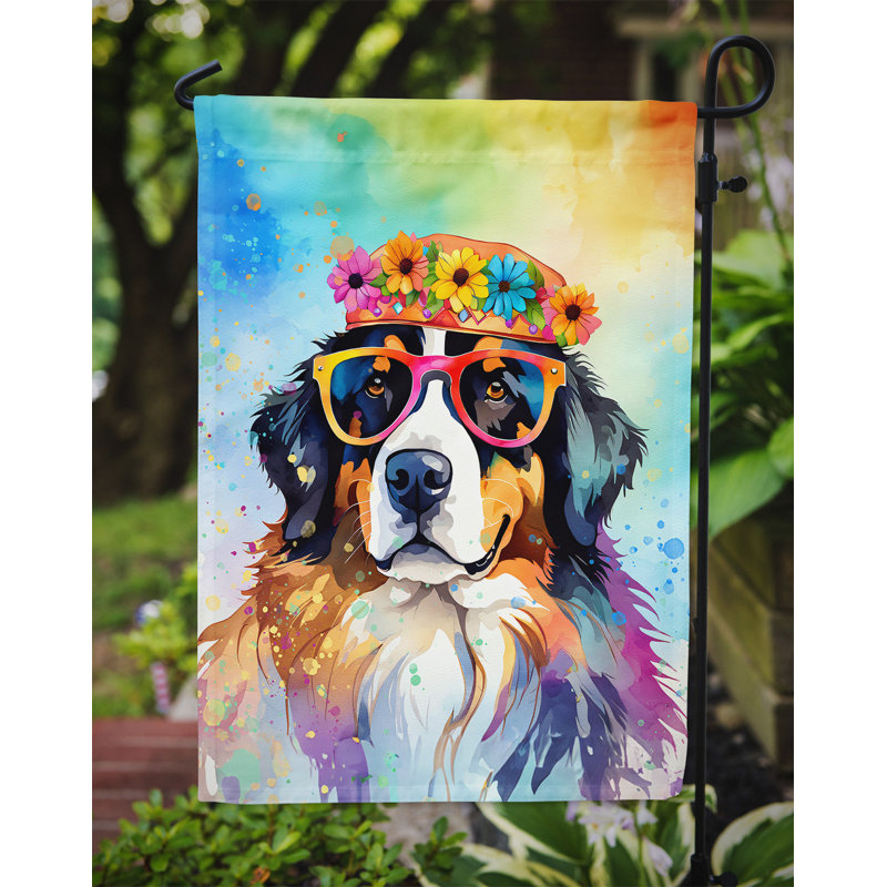 Drapeau de jardin Hippie Dawg, Bernese Mountain Dog