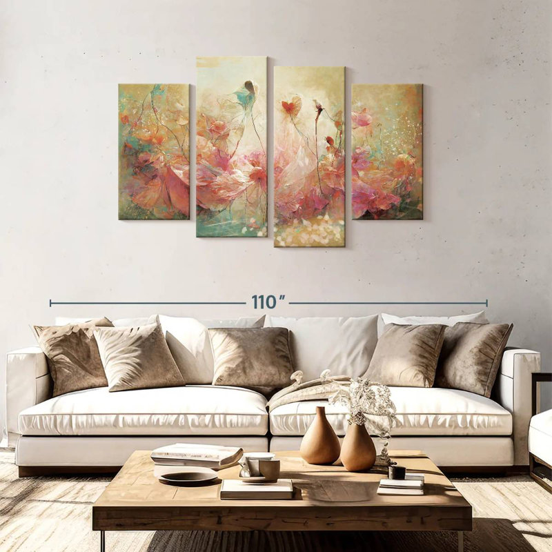 Avery Abstract Ethereal Flowers, 48" H x 75" W