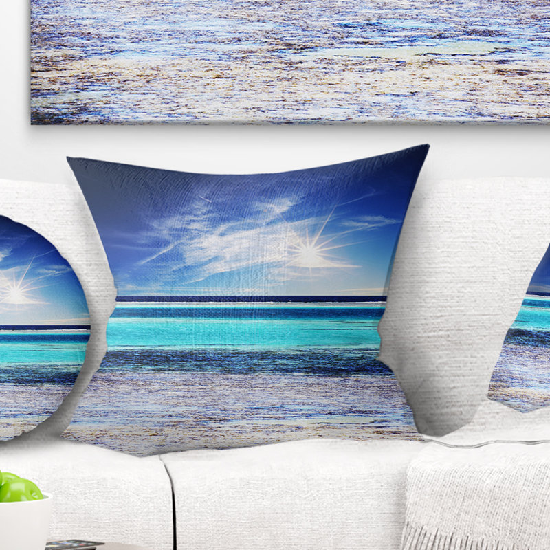 Coussin décoratif en cristal de mer sous le soleil sea shore, 18 po x 18 po, Coussin décoratif