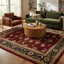 Tapis de couloir intérieur rouge / noir en oléfine 2 pi 8 po x 10 pi Abdoulaye-2094739857