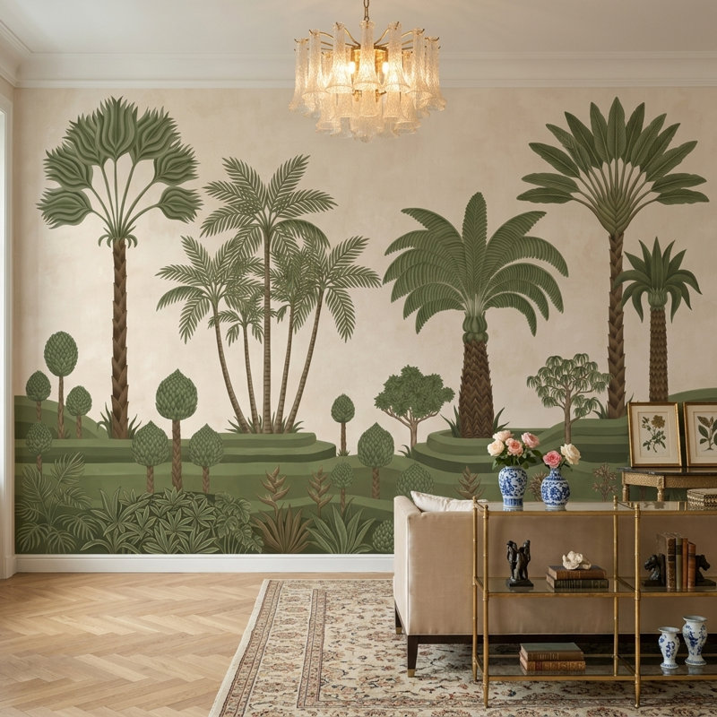 Décoration murale botanique amovible, 140 po x 108 po, Peler et coller