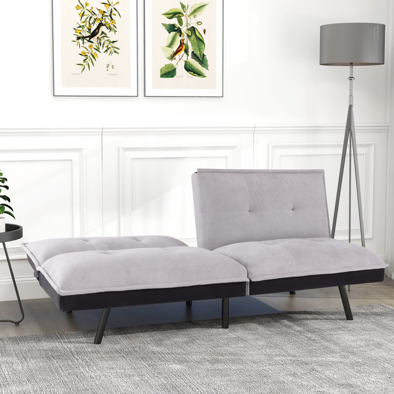 Futon rembourré 71,3 po Khayam, Velours gris