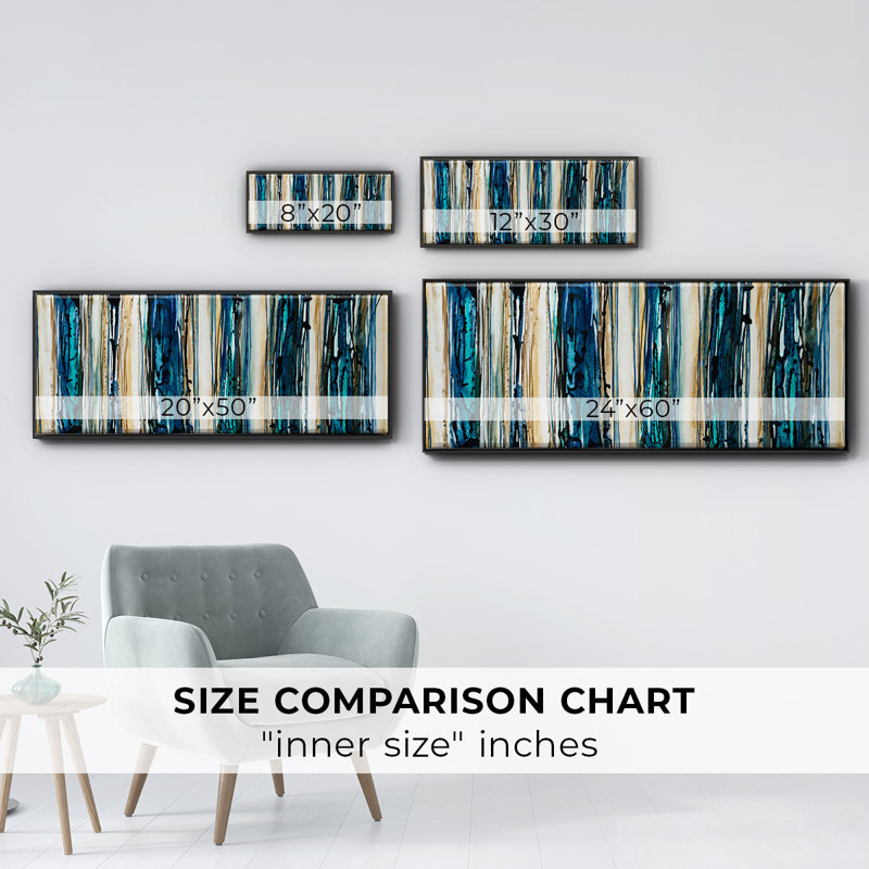 Blue Streaks- Framed Canvas, 24" H x 60" W