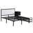 Metal Platform Bed with Soft Upholstery | Two-Tier Storage Shelves & Wooden Cabinet | Cushioned Footrest-150234768-145463515