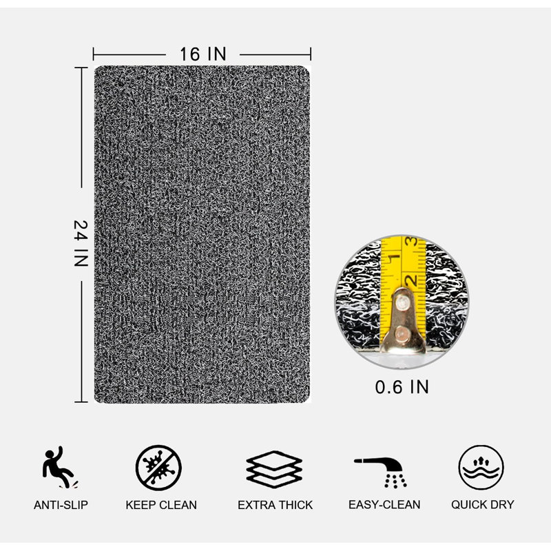 Tapis de bain antidérapant 16 po x 24 po noir