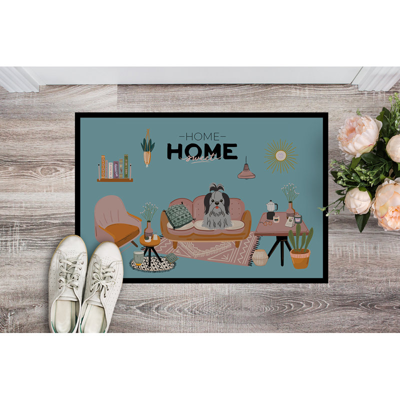 Tapis d'intérieur ou d'extérieur Gordils English Foxhound Sweet Home 24X36 CK7955JMAT, Shih Tzu noir et argenté