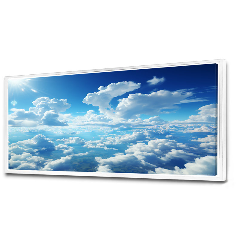 Calm Sky Embrace I - art mural ciel, Cadre flottant blanc, H 28 po x l 60 po x P 1,5 po