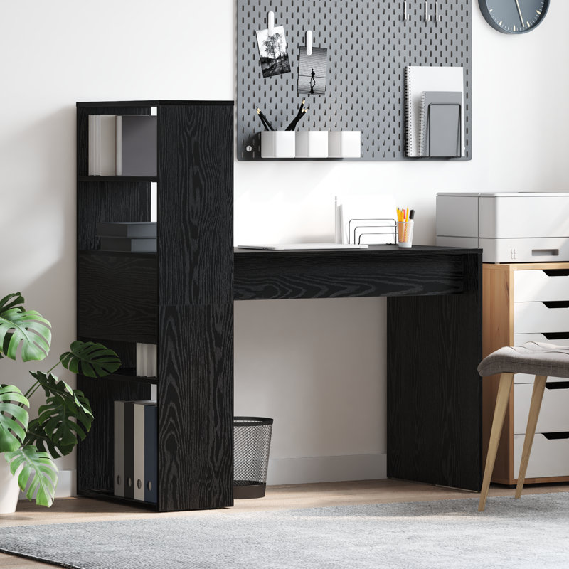 Desk Engineered Wood Medium Desk, Black Oak