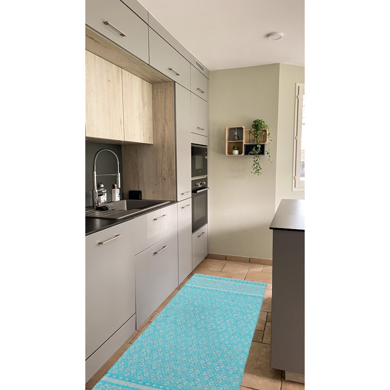 Labannah Non-Skid Kitchen Mat, Aqua