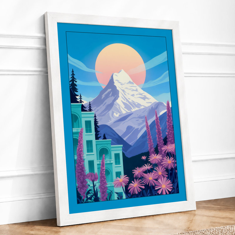 Mountain At Sunrise Modern - Print, A4 - 29.7 x 21.0 cm, White