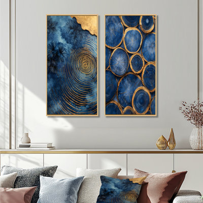 Mysteries Of Aqua Wood Slice I - Collection de 2 panneaux de paysages sur toile