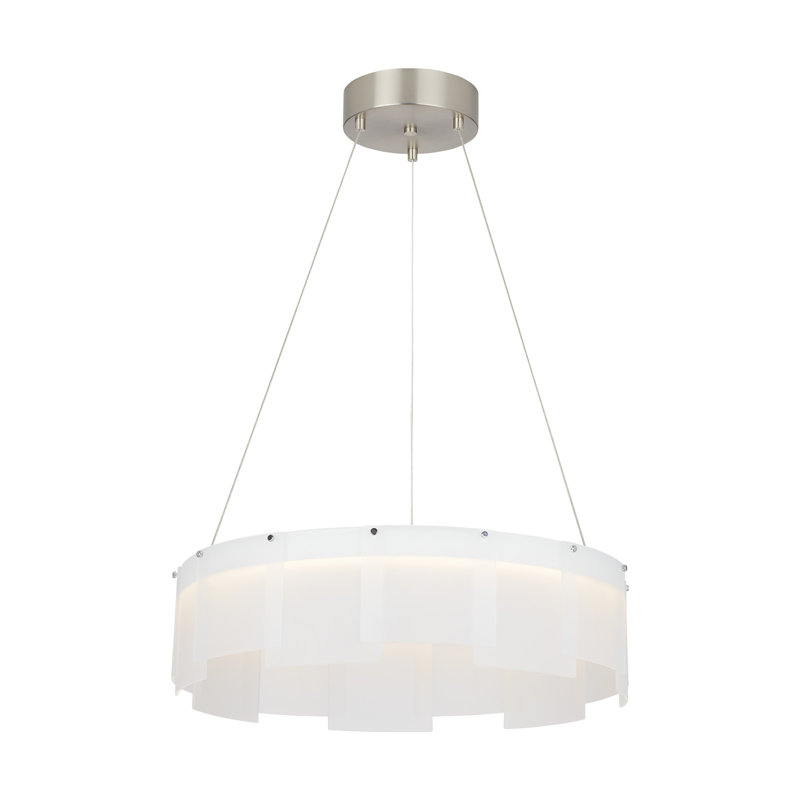Stratos 1 - Light Glass LED Chandelier, Frost/Satin Nickel, White