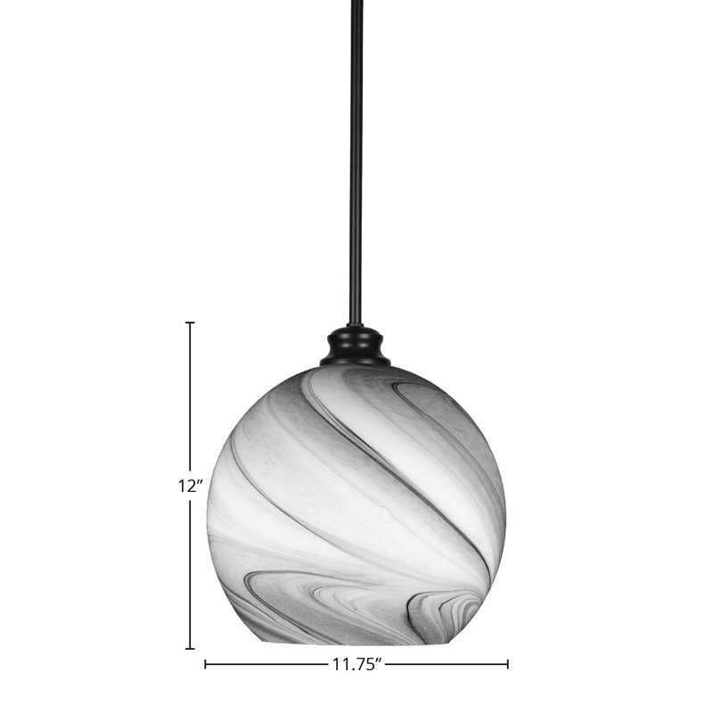 Kimbro 1-Light Stem Hung Pendant, Matte Black, 10.75" H x 11.75" W x 11.75" D