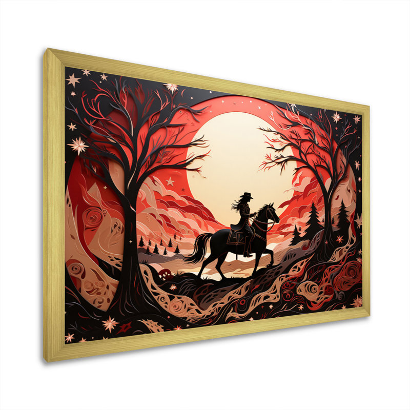 Western Wild West Abstract Show - reproduction sur toile, H 12 po x l 20 po x P 1 po, Cadre doré à une seule photo
