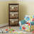 Jhavon 3-Drawer Wooden Cabinet with Wicker Storage Baskets and Brown Bear Design Christmas Gift