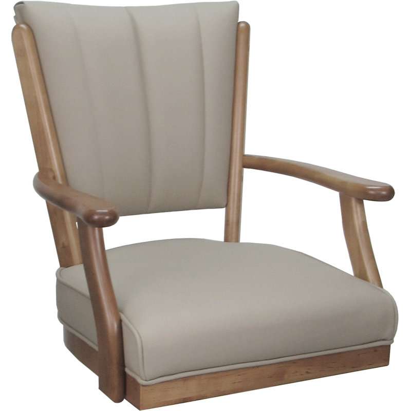 Tabouret pivotant en bois Bellamy, Crème, Cuir véritable brun clair, Tabouret de comptoir (siège d'une hauteur de 34 p