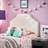 Twin Sized Headboard In , Displaying Exquisite Button Tuft Work Fabric With Contemporary Flair And Gorgeous Tufting