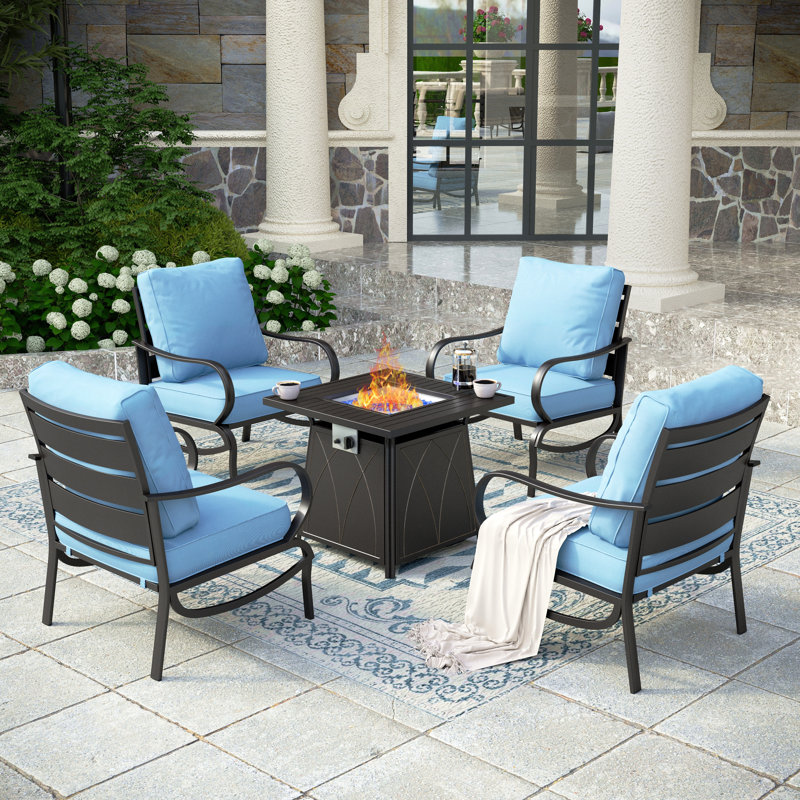 Ensemble de conversation Tapasi, Light Blue, Stationary Chair