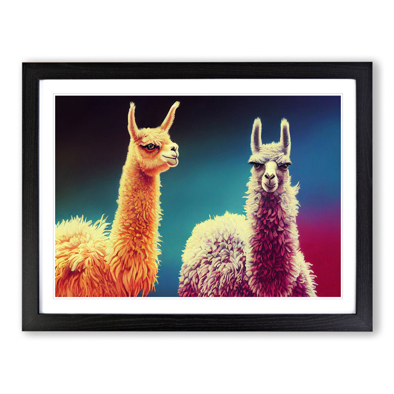 Epic Llamas - Framed Print, Black, 46cm H x 64cm W x 2cm D