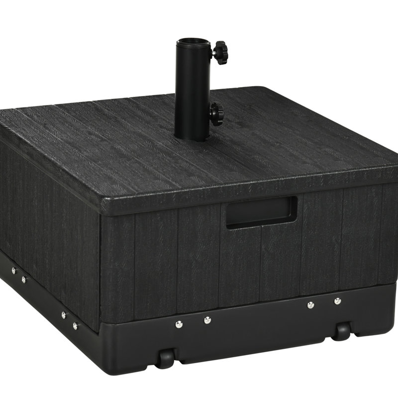 Base de parasol d'extérieur d'une capacité de 175 lb, 31 pieds de conception combinant un support et une jardinière, noir, avec table de fusion à poignées mobiles réglables,