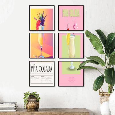 «Puerto Rico Pina Colada Cocktail», ensemble de 6 reproductions d'art sur toile