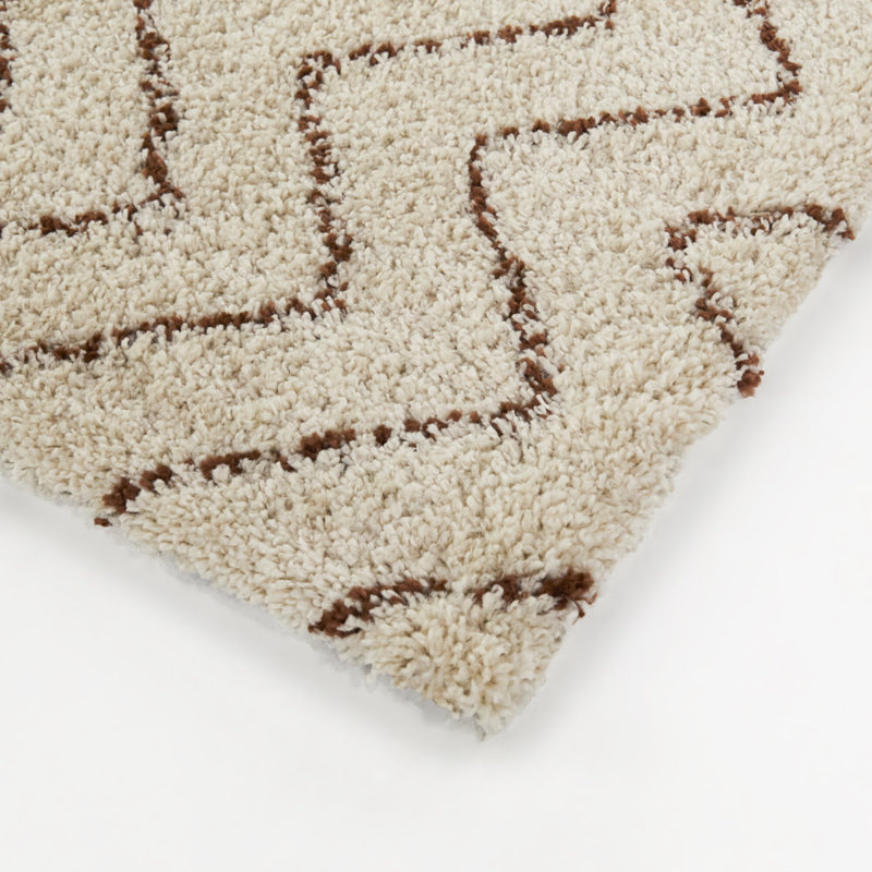 Tapis beige à rayures Zig Zag Karr, Rectangle 7'10" x 10'