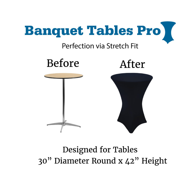 Bulk, paquet de 10, housses pour table ronde en élasthanne, Noir