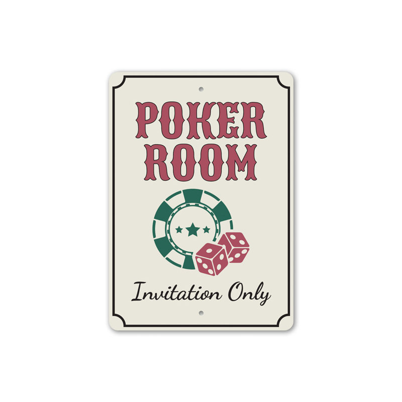 Enseigne de poker sur aluminium seulement, H 14 po x l 10 po x P 0,04 po