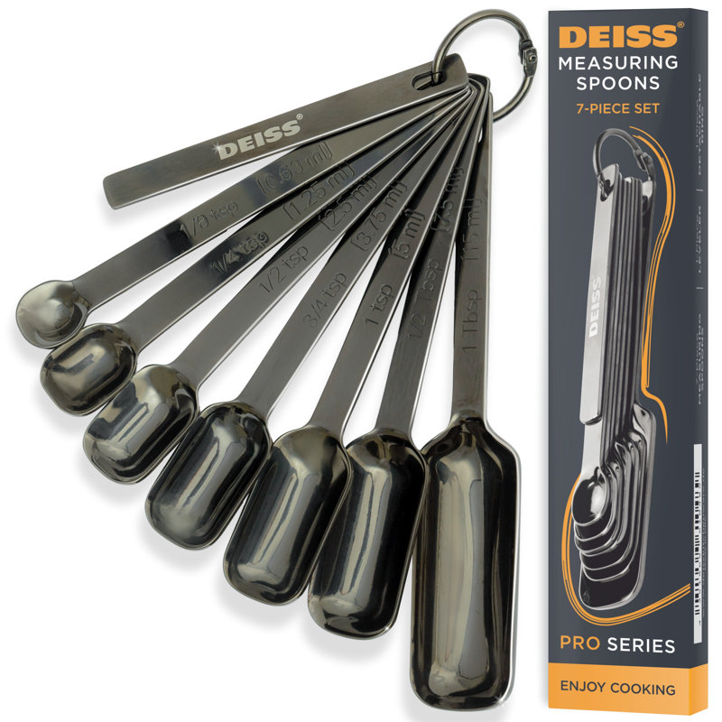 Deiss Pro 7-Piece Stainless Steel Measuring Spoon Set With Leveller For Cooking & Spices