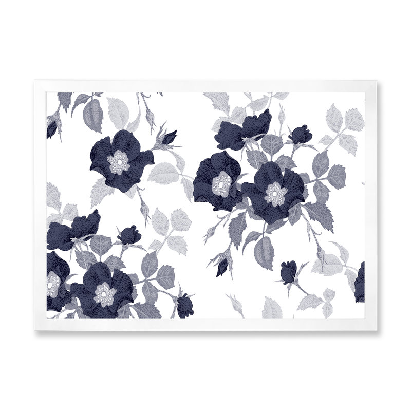«White Roses in Shades of Grey V», impression sur toile, H 34 po x l 44 po x P 1,5 po, Cadre de coin blanc fermé