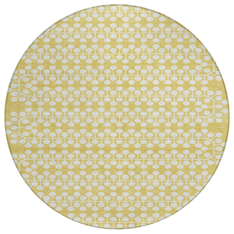 Machine Washable Indoor/Outdoor Boruta ACN2247 Geometric Rug, Round 8'