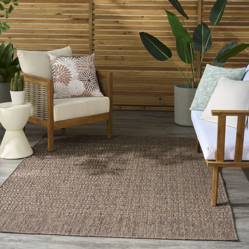 Tulum Striped Indoor/Outdoor Area Rug, Rectangle 4' x 6', Brown