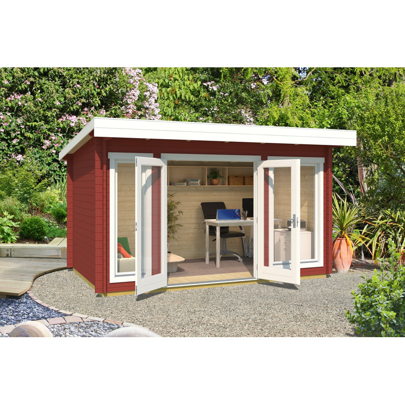 Lasita Dorset 13 x 8.5 Ft. Premium Log Cabin With Tempered Double Glazing (34mm), Dorset 34 Schwedenrot