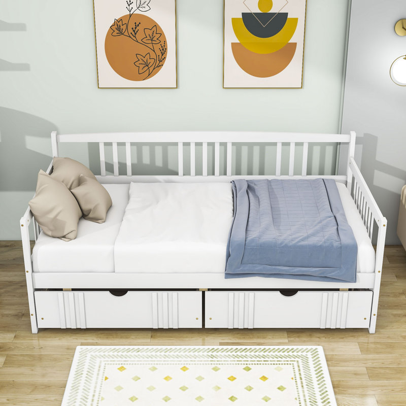 Merridale Twin Wooden Daybed with Two Drawers, White