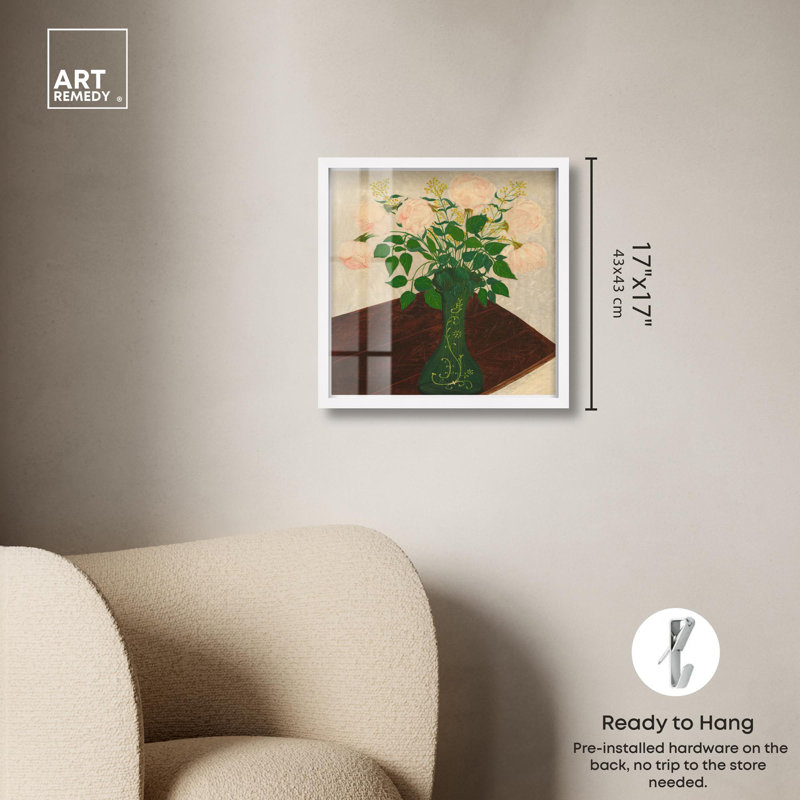 Table inclinée, impression botanique par Shadowbox, H 17 po x l 17 po, Blanc